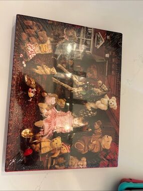 Vintage Teddy Bear Display Art Print puzzle - Brown, Red